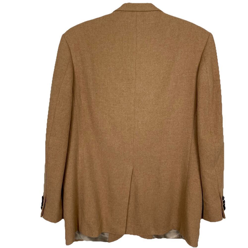 Vtg Lands End Camel Hair Wool Sport Coat Blazer Mens 44L Tan Preppy Business - Picture 2 of 14